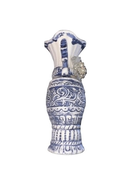 Kabartmalı Dantelli ve Boncuklu El Işleme Vazo
