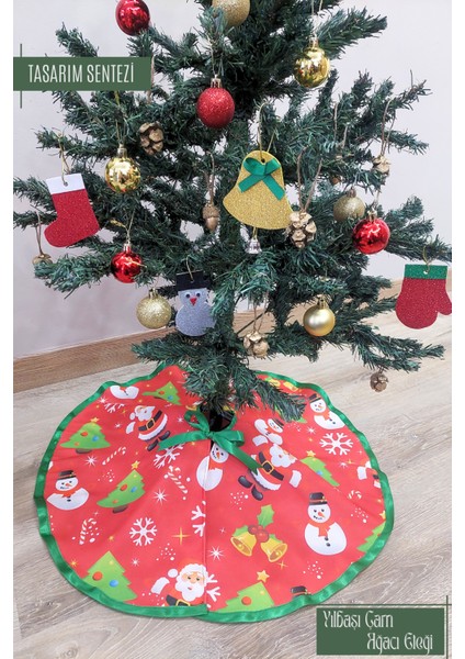 Yılbaşı Çam Ağacı Eteği Örtüsü Kirmizi Christmas Noel Ağaç Eteği Altlığı Yeni Yıl Ağaç Süsü hatıra