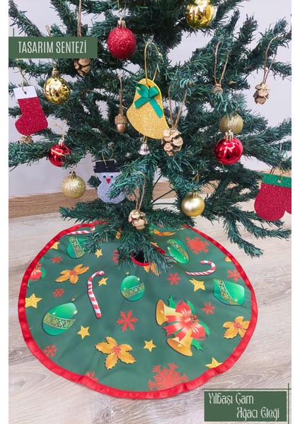 Yılbaşı Çam Ağacı Eteği Örtüsü Yeşil Christmas Noel Ağaç Eteği Altlığı Yeni Yıl Ağaç Süsü hatıra