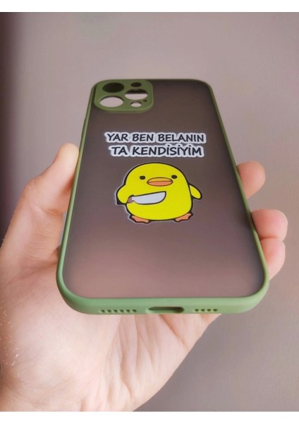 Apple iPhone 12 Pro Max Katil Civciv Tasarım Tuşları Renkli Telefon Boyun Askılı Set Kılıf