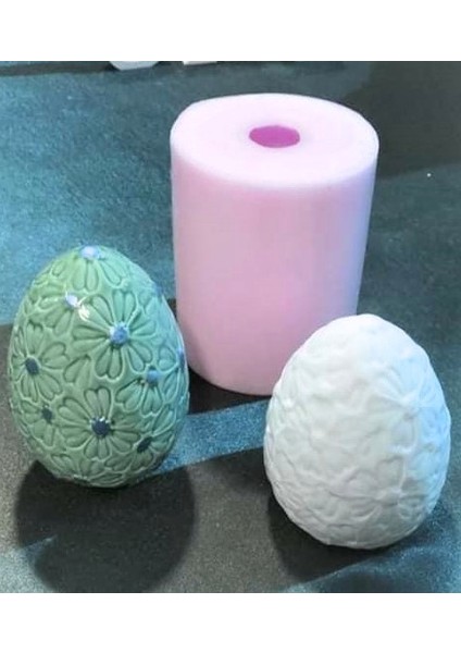 Çiçek Kabartmalı 11CM Yumurta Silikon Kalıp K-633, Kokulu Taş Sabun Alçı Mum Kalıbı modelleri