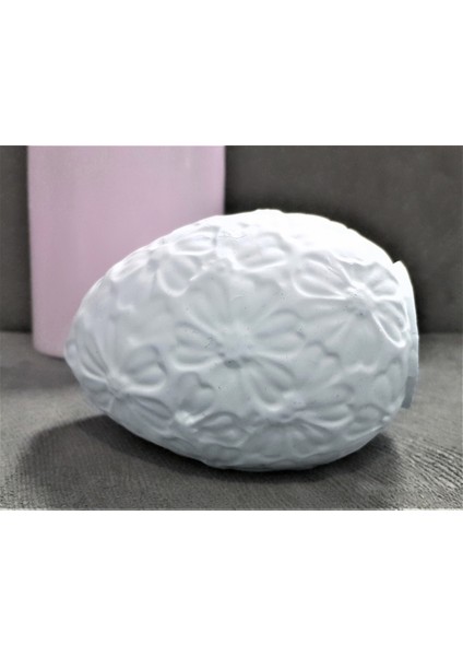 Çiçek Kabartmalı 11CM Yumurta Silikon Kalıp K-633, Kokulu Taş Sabun Alçı Mum Kalıbı