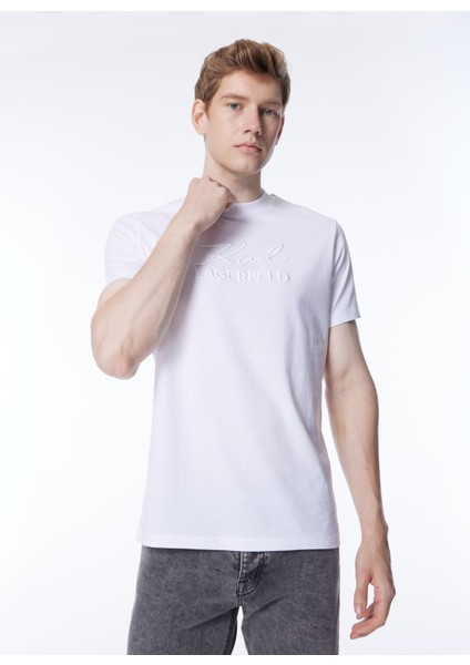 Bisiklet Yaka Beyaz Erkek T-Shirt 755053542221
