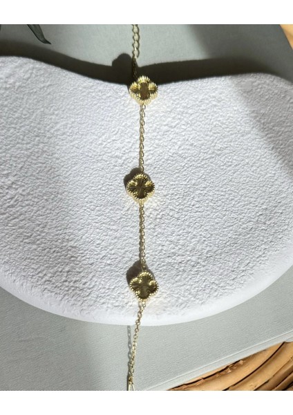 Üçlü Yonca Gold 925 Ayar Gümüş Bileklik fiyatları