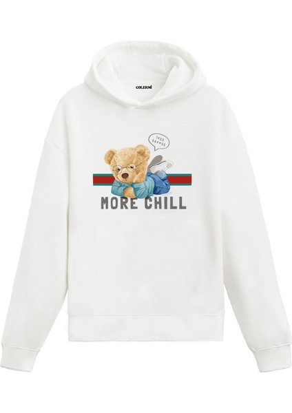 Chill Modu Ayıcık Tasarım Pamuklu Hoodie Sevgili Kombini Sevgiliye Kapşonlu Sweatshirt