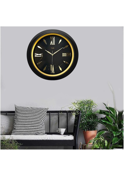 Roma Rakam Siyah Duvar Saati 48x48 Büyük Boy Modern Tasarım