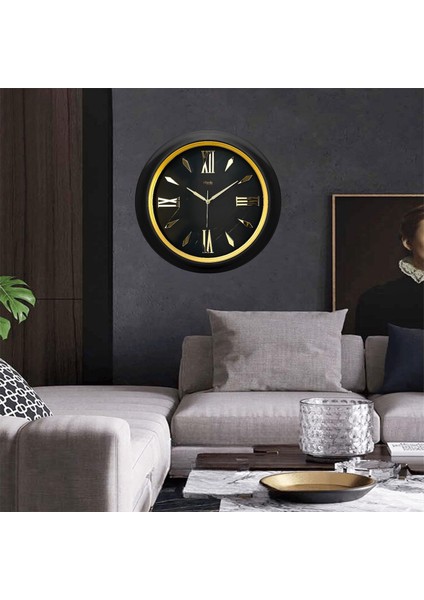 Roma Rakam Siyah Duvar Saati 48x48 Büyük Boy Modern Tasarım
