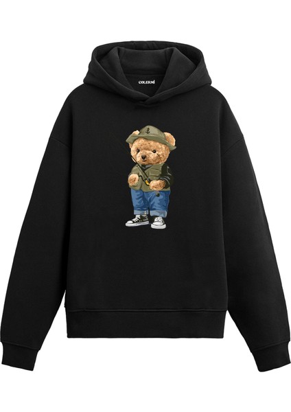 Balıkçı Ayıcık Tasarım Pamuklu Hoodie Sevgili Kombini Sevgiliye Kapşonlu Sweatshirt