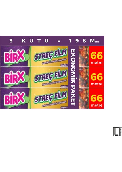 Gıda Streç Film 30 cm 66 Metre 3 Adet 198 Metre Avantaj Paketi