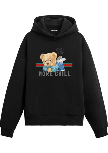 Chill Modu Ayıcık Tasarım Pamuklu Hoodie Sevgili Kombini Sevgiliye Kapşonlu Sweatshirt