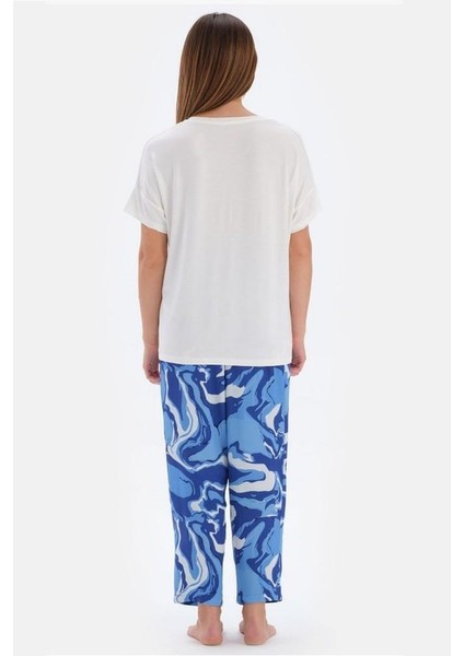 33540 Pamuklu Kısa Kollu Kadın Pijama Takımı Beyaz fiyatları