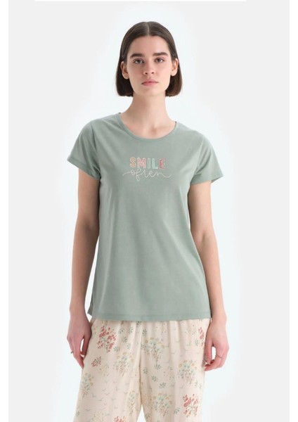 33554 Pamuklu Kısa Kollu Kadın Pijama Takımı Yeşil