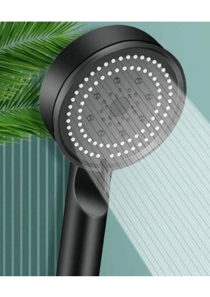 Turbo Duş Başlığı, Yüksek Basınçlı El Duşu, 5 Fonksiyonlu Duş Başlığı (Siyah)