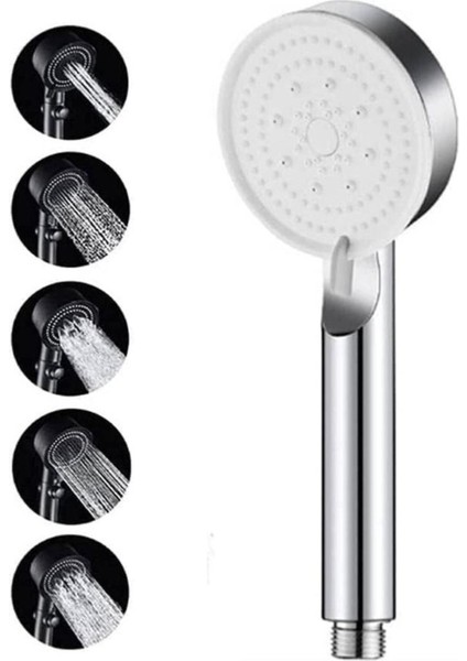 Turbo Duş Başlığı - Yüksek Basınçlı 5 Fonksiyonlu El Duşu, Krom