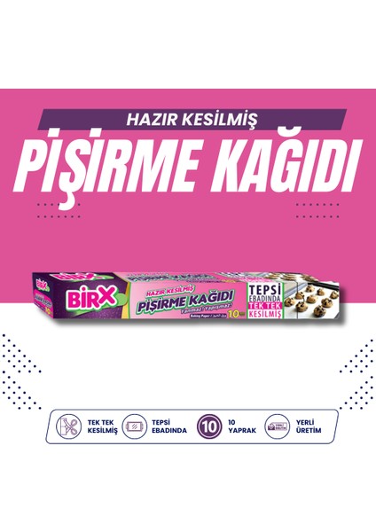 Pişirme Kağıdı Hazır Kesilmiş 100 Yaprak 10 Kutu Yağlı Fırın Kağıdı 10LU Paket