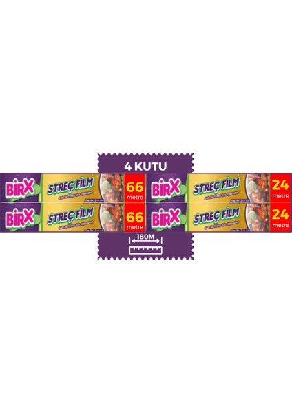 Gıda Streç Film 2x 30CM 24M 2x 30CM 66M Toplam 180 M Paketi