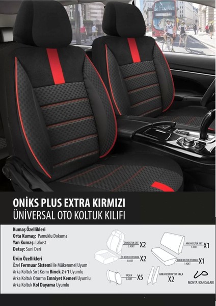 Volvo S80 Koltuk Kılıfı Oniks Plus Extra Kırmızı