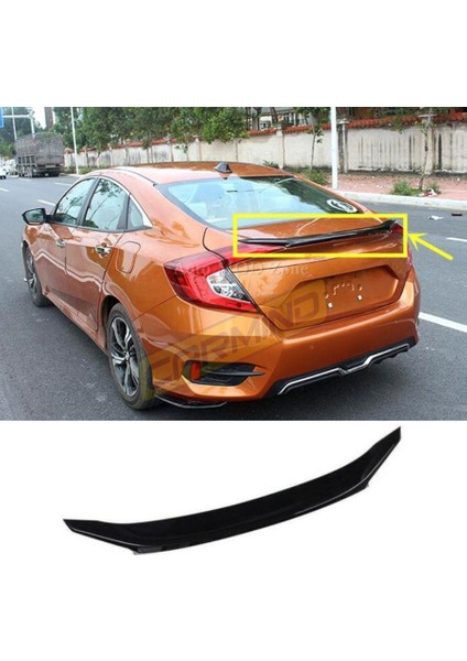 Honda Civic Fc5 Uyumlu Bagaj Üstü Oem Anatomik Spoiler Piano Black