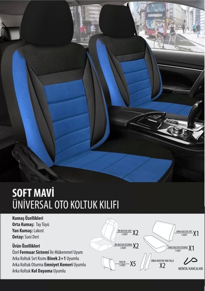 Volvo XC60 Koltuk Kılıfı Soft Mavi