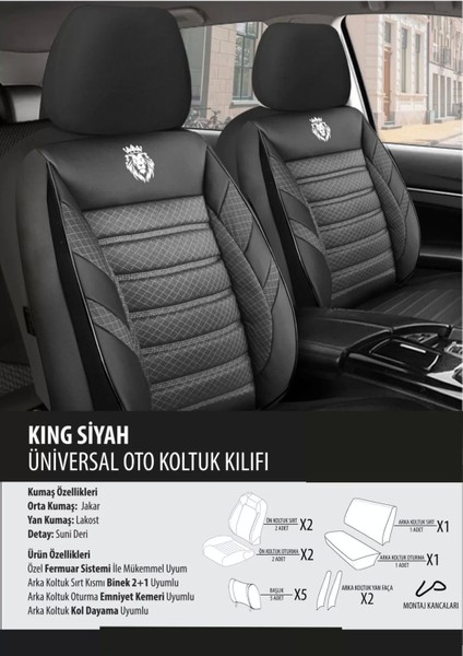 Volvo XC60 Koltuk Kılıfı King Siyah