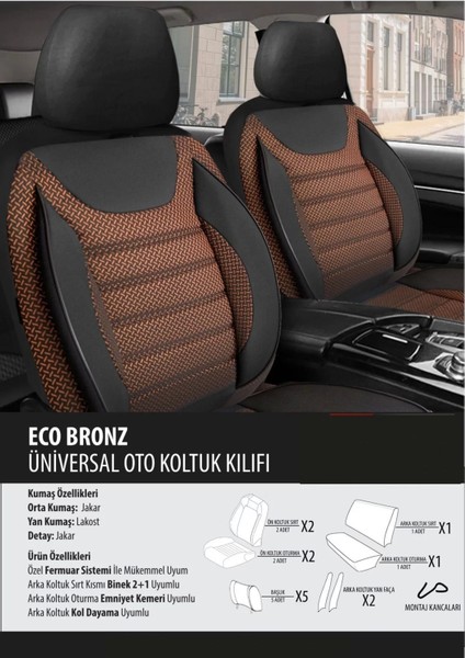 Volvo S70 Koltuk Kılıfı Eco Bronz