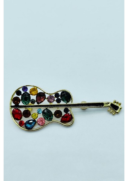 Renkli Taşlı Gitar Broş