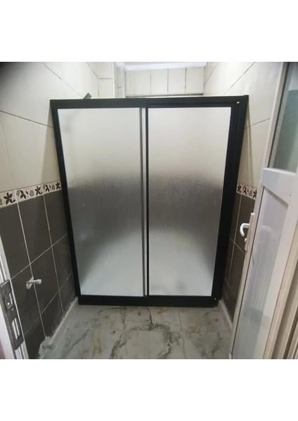 120 cm Teknesiz Duşakabin Siyah Profil Plastik Mika Camlı
