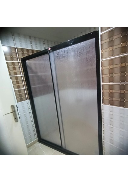 120 cm Teknesiz Duşakabin Siyah Profil Plastik Mika Camlı