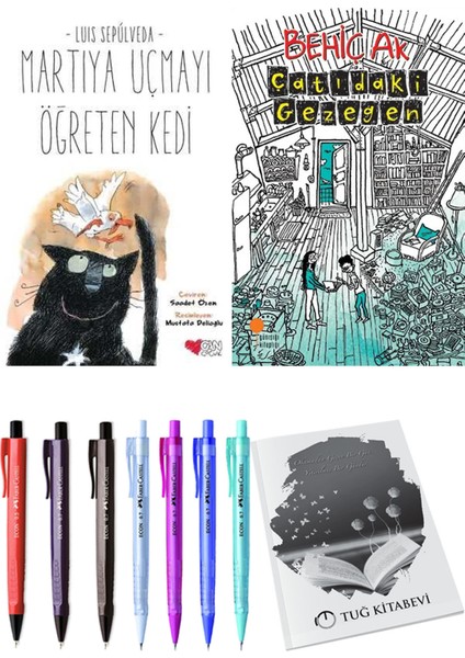 Çatıdaki Gezegen ve Martıya Uçmayı Öğreten Kedi 2'li Set + Hediyeli