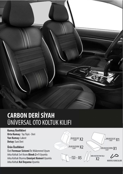 Volvo XC90 Koltuk Kılıfı Carbon Deri Siyah