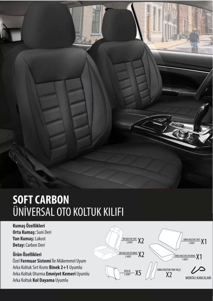 Volvo XC40 Koltuk Kılıfı Soft Carbon