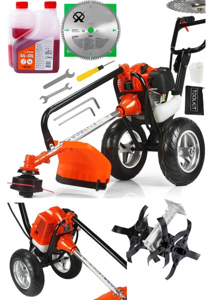 BT9900C 4x4 Quadron 2 Zamanlı Tekerlekli Benzinli Motorlu Çapa Makinesi Tırpan Çim Biçme Kesme Mak