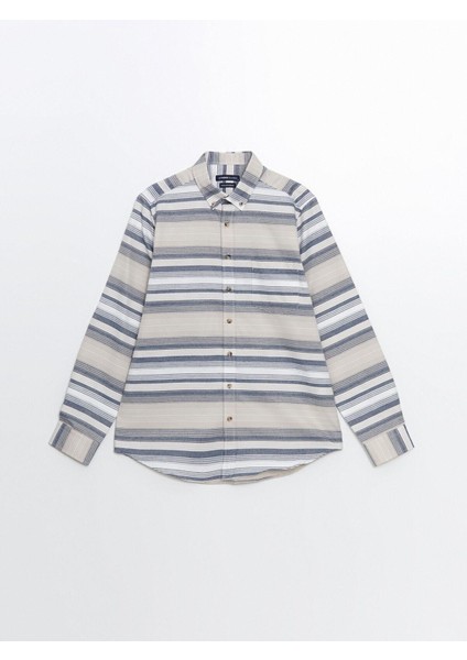 Lcwaıkıkı Classic Regular Fit Uzun Kollu Çizgili Erkek Gömlek