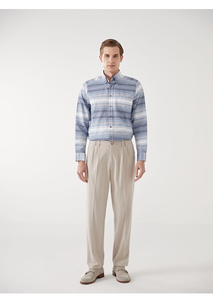 Lcwaıkıkı Classic Regular Fit Uzun Kollu Çizgili Erkek Gömlek
