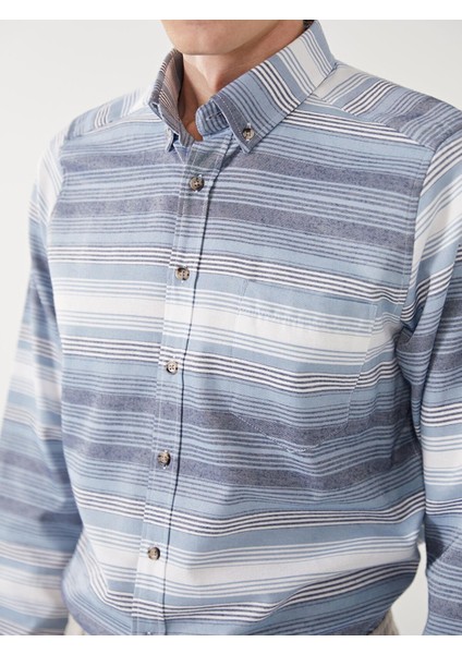 Lcwaıkıkı Classic Regular Fit Uzun Kollu Çizgili Erkek Gömlek