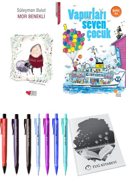Vapurları Seven Çocuk ve Mor Benekli 2'li Set + Hediyeli