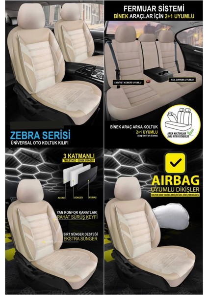 Volkswagen T-Roc Koltuk Kılıfı Zebra Extra Bej