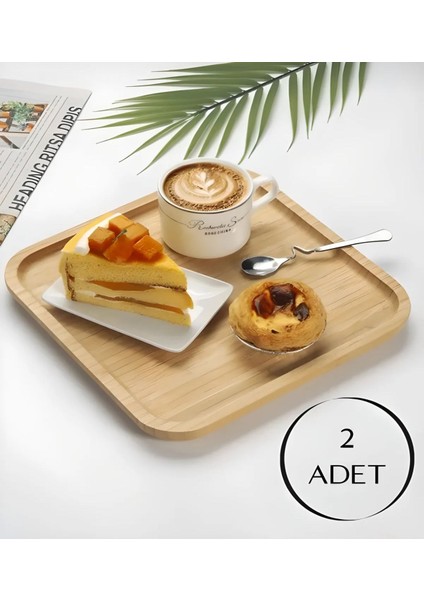 Bambu 2 Adet Kare Servis Tabağı 20 cm