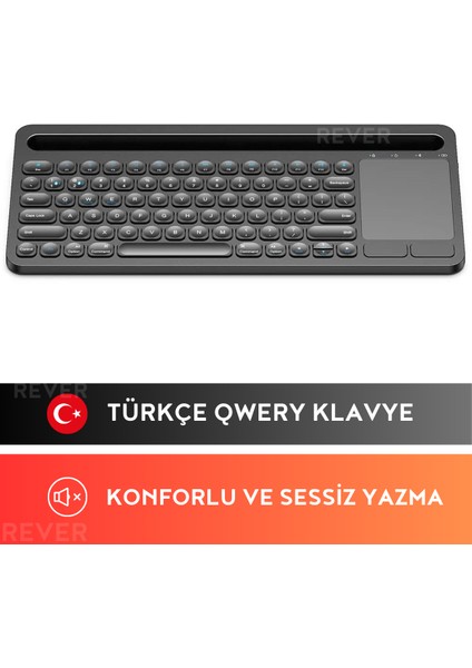 Kablosuz Klavye Bluetooth Türkçe Q Tuş Android / Ios / Pc Telefon ve Tablet Uyumlu Bluetooth Klavye