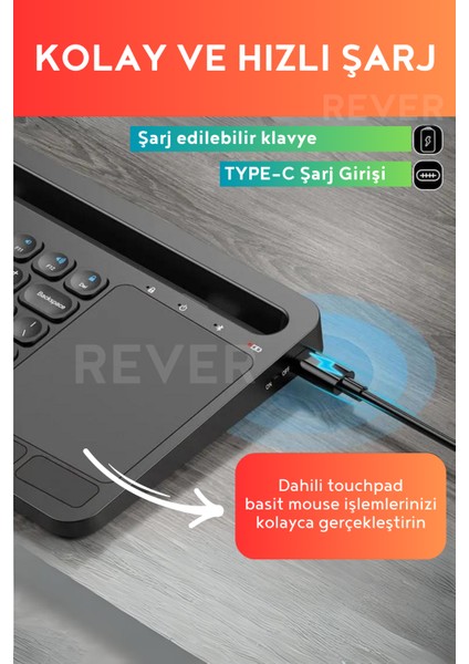 Kablosuz Klavye Bluetooth Türkçe Q Tuş Android / Ios / Pc Telefon ve Tablet Uyumlu Bluetooth Klavye