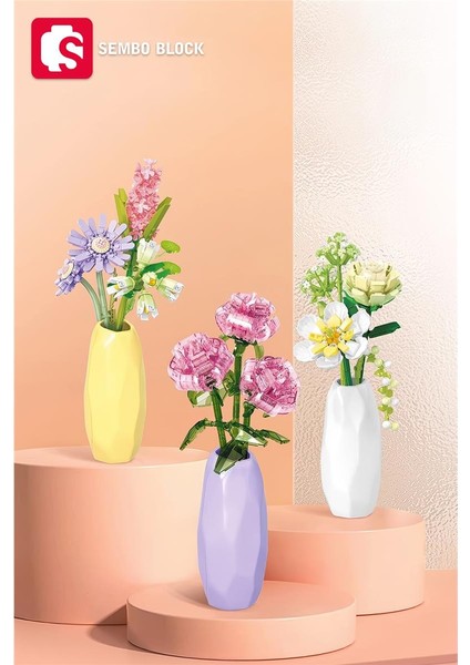 Crystal Rose Vazolu Dekoratif Güller 261 Parça Yapı Blokları ile Uyumlu (611066) indirimleri