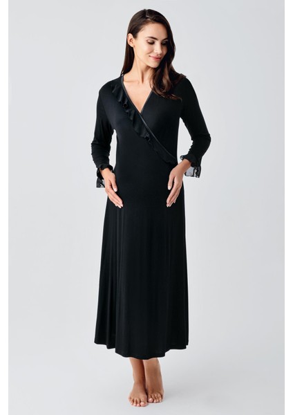 Uzun Şifon Kollu Esnek Viskoz Hamile Sabahlık Gecelik Takım 24106 fiyatları