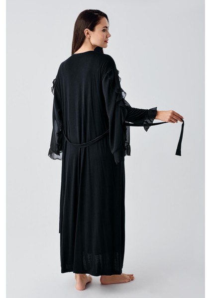 Uzun Şifon Kollu Esnek Viskoz Hamile Sabahlık Gecelik Takım 24106 indirimleri