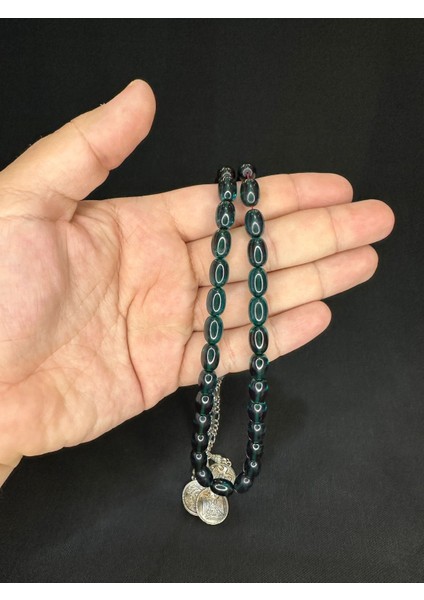 Ateş Kehribar Tesbih Koyu Yeşil Renkli Kapsül Kesim 11MMX8,5MM T-606 fiyatları