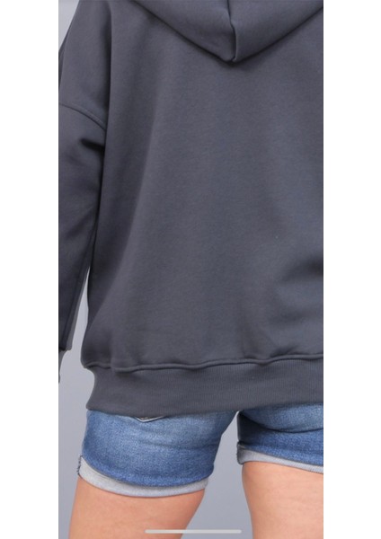 Gri Kapüşonlu Sweatshirt