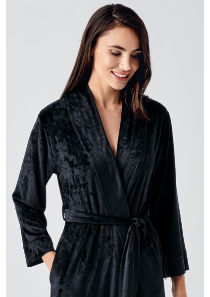 Uzun Kollu Esnek Kadife Viskon Sabahlık 25100 fiyatları