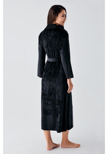 Uzun Kollu Esnek Kadife Viskon Sabahlık 25100 modelleri