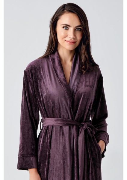 Uzun Kollu Esnek Kadife Viskon Sabahlık 25100 fiyatları