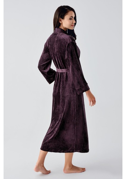 Uzun Kollu Esnek Kadife Viskon Sabahlık 25100 modelleri