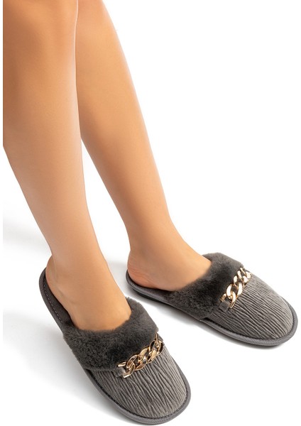 Nora Kadın Ev Terliği Gri 36/41 AA0028